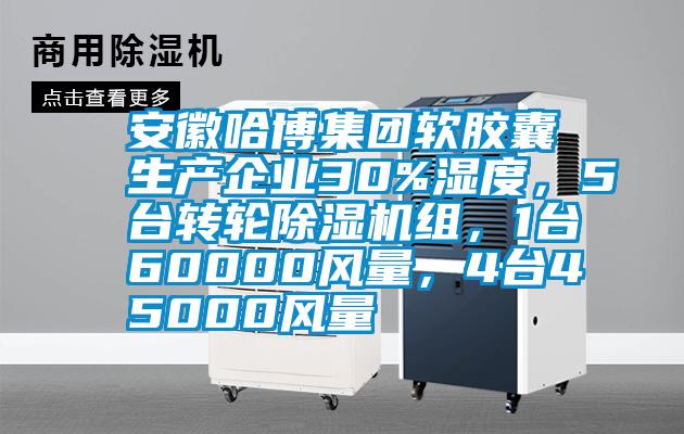 安徽哈博集團(tuán)軟膠囊生產(chǎn)企業(yè)30%濕度，5臺(tái)轉(zhuǎn)輪除濕機(jī)組，1臺(tái)60000風(fēng)量，4臺(tái)45000風(fēng)量